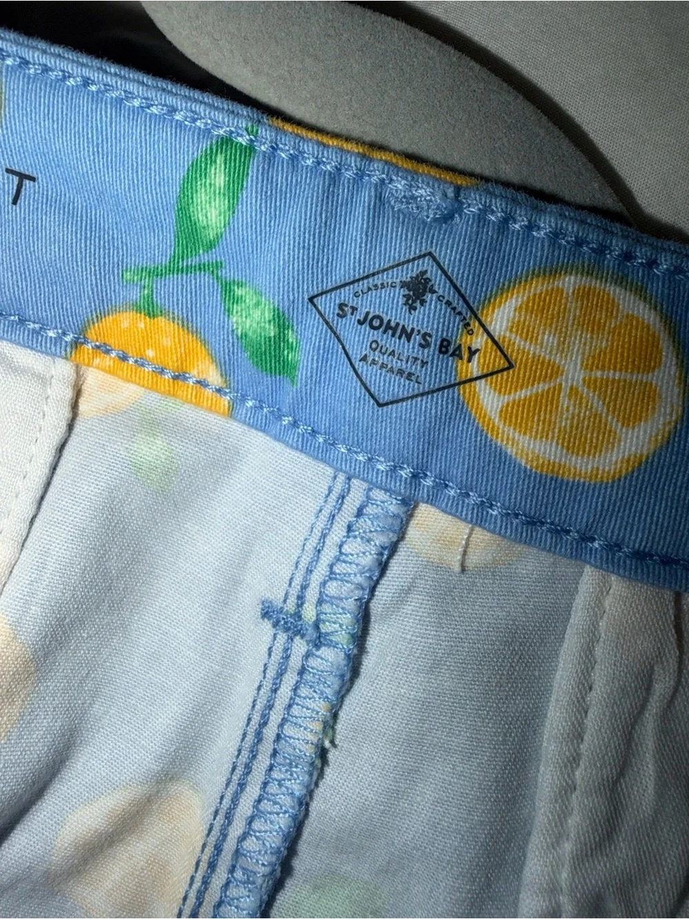 St. John's Bay Blue Lemon Print Shorts - Picture 2 of 8